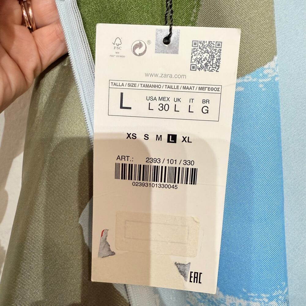 Zara Blue Multicolor Abstract Print Midi Dress Sz L NWT - Picture 8 of 14